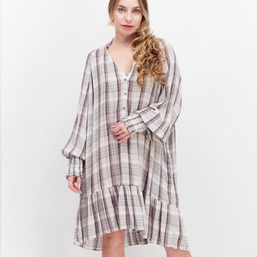 Free People Oversized Plaid Swing Dress